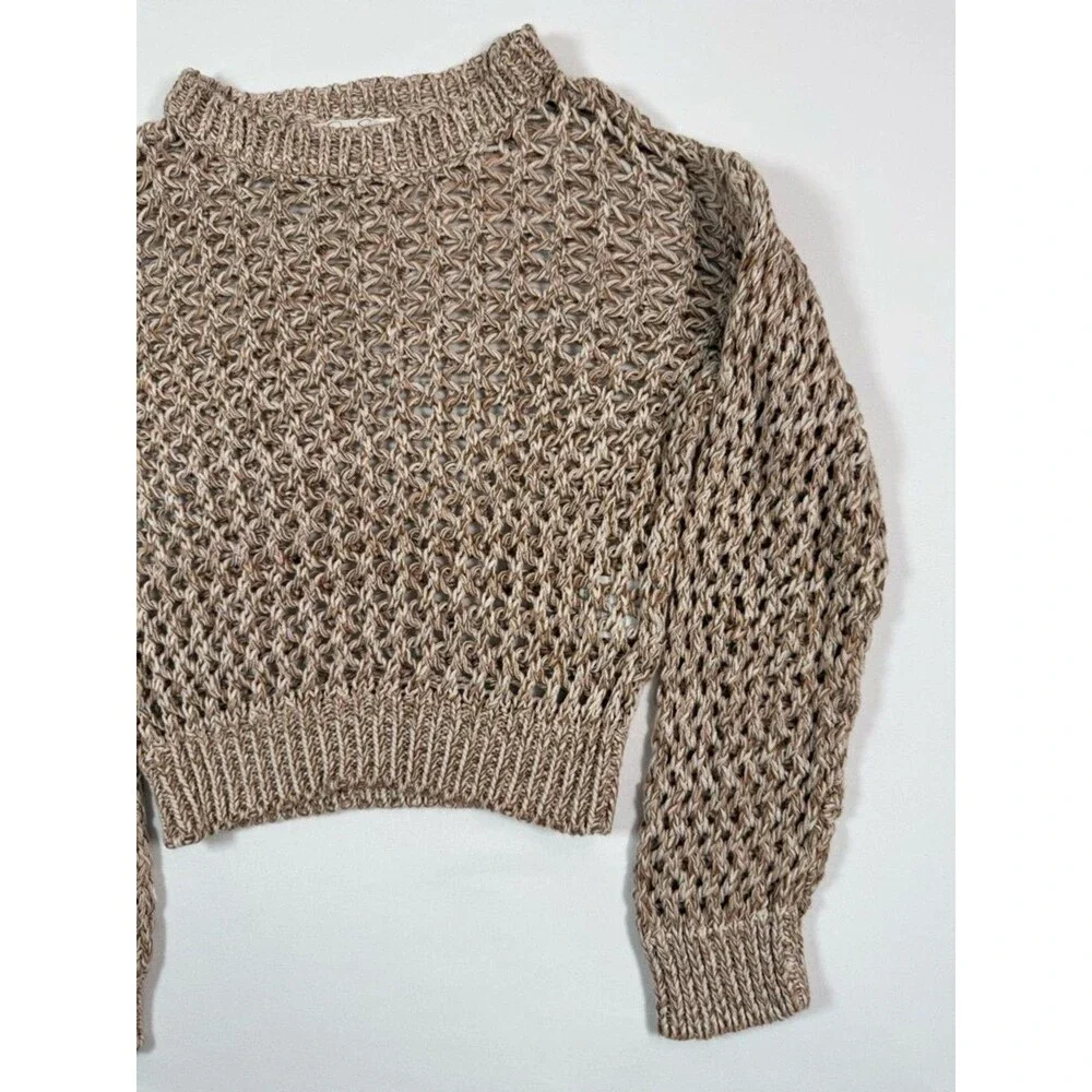 JESSICA‎ SIMPSON Girls Sweater 6X Open Knit Cropped Neutral Boho Cottagecore